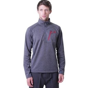 The North Face | Fleece Quarter Zip Pullover for Men in Heather Grey Red Medium
